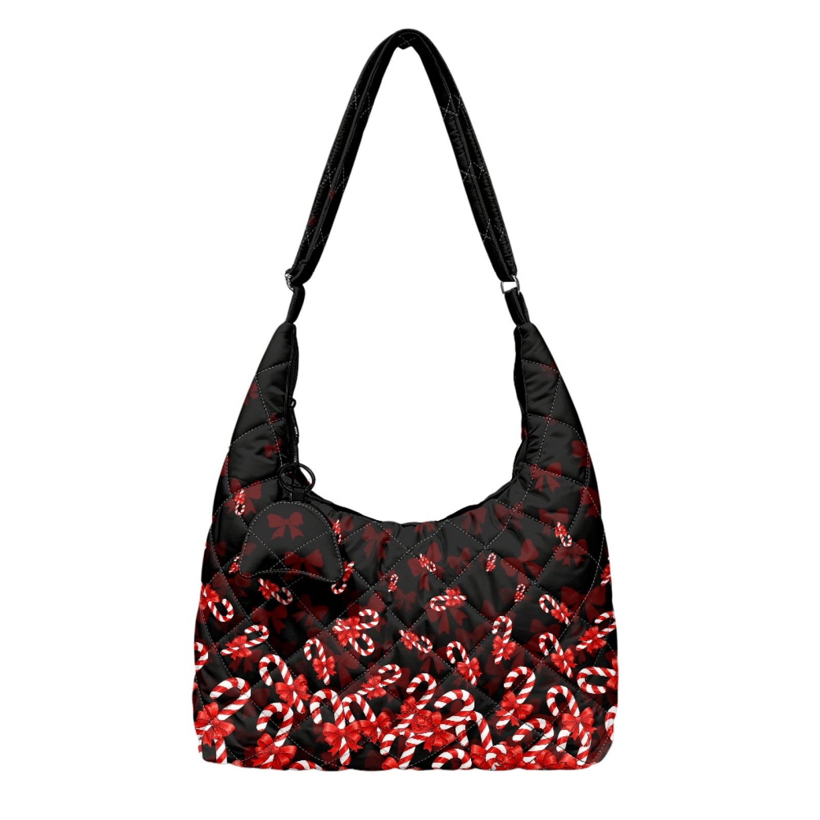 Qpednta Candy Cane Bow Quilted Hobo Bag Women Casual Handbag Soft ...
