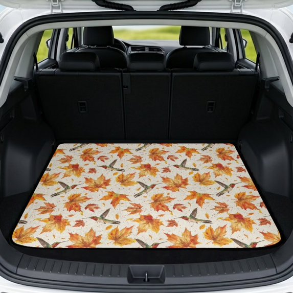Qpednta Cargo Liner 29"x39" Pumpkin Hummingbird Trunk Mat All Weather, Premium Polyester Non-Slip Sand Mud Water Resistant Rear Trunk Protector Fits Sedan SUV Truck All Weather
