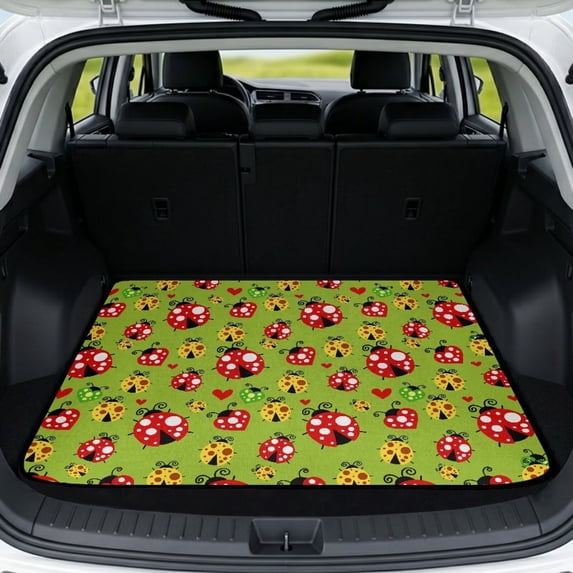 Qpednta Cute Cherry Trunk Liner 29"x39" All Weather Cargo Mat for SUV, Polyester Carpet Non-Slip Backing Machine Washable Rear Cargo Protector Universal Fits Sedan Truck