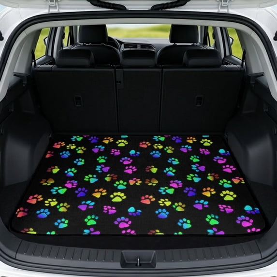 Qpednta Dog Paws Trunk Mat 29"x39" All Weather Cargo Liner for SUV, Non-Slip Heavy-Duty Mat Easy To Clean Universal Fit Rear Cargo Protection Accessories for Sedan SUV Truck