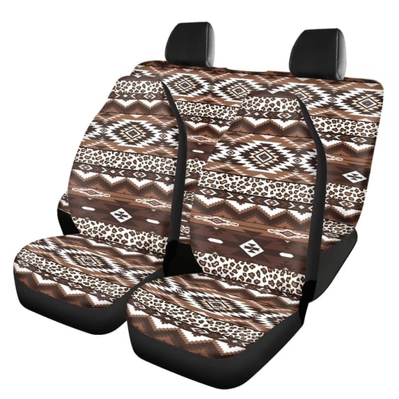 Qpednta Fashion Aztec Car Seat Cover 4 PCS ,Car Front Seats and Rear Bench Cove Universal Vehicle Seats Cushion Pad Mat Automotive Interior Protection Accessories