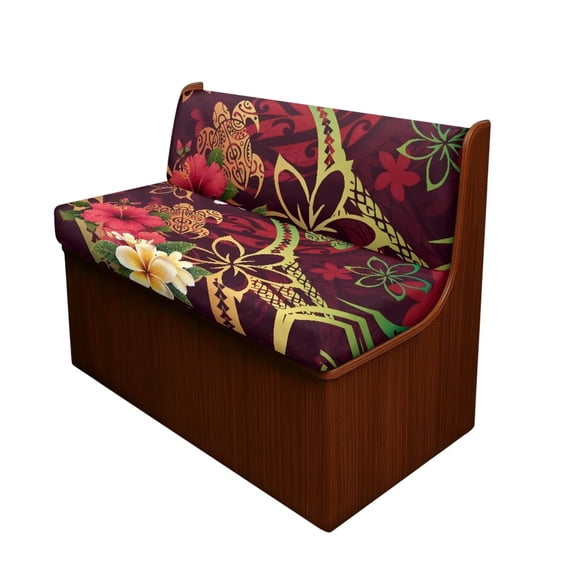 Qpednta Floral Polynesian Tattoo RV Dinette Cushion Covers Easy Installation Washable Elastic Sofa Chair Furniture Protectors Interior RV Accessories Camper Cushion Booth Seat Covers