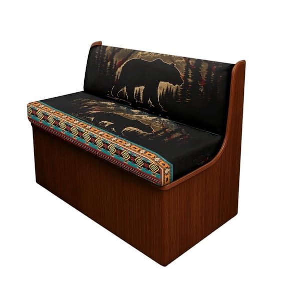 Qpednta Forest Bear Aztec Branch RV Dinette Cushion Covers Stretchable RV Seat Covers Dinette Booth Cushion Accessories Replacement for RVs Camper Car Bench