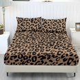 thumbnail image 1 of Qpednta Leopard Print Fitted Sheet Set, Comfortable Breathable 3 Piece Sheet Set with 1 Fitted Sheet and 2 Pillowcases, Deep Pocket All‑Season Bedding Set for Student Dorm Bedroom, 1 of 7