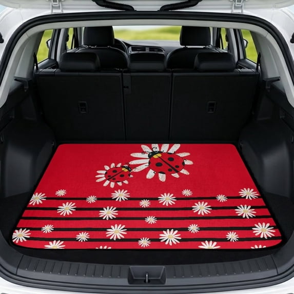 Qpednta Universal Red Ladybug Trunk Cargo Liner Anti-Slip All Weather 29"x39", Durable Anti-Slip Backing Rear Trunk Protector All Weather Protection for Most Vehicles