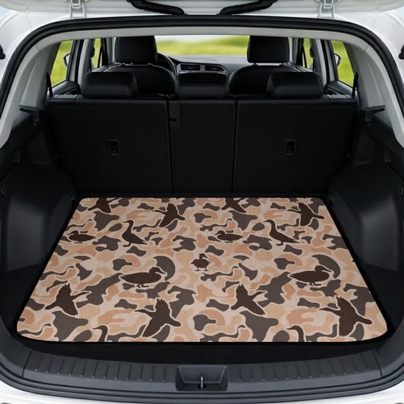 Qpednta All Weather Cargo Liner Duck Camo Print Trunk Mat Accessories 29"x39", Non-Slip All Season Durable Polyester Rear Trunk Protection Universal for SUV Sedan Truck