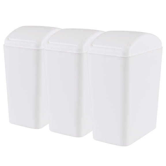 Qqbine 4.5 Gallon Plastic Swing Top Garbage Can, Swing Lid Trash Bins, White, 3-Pack