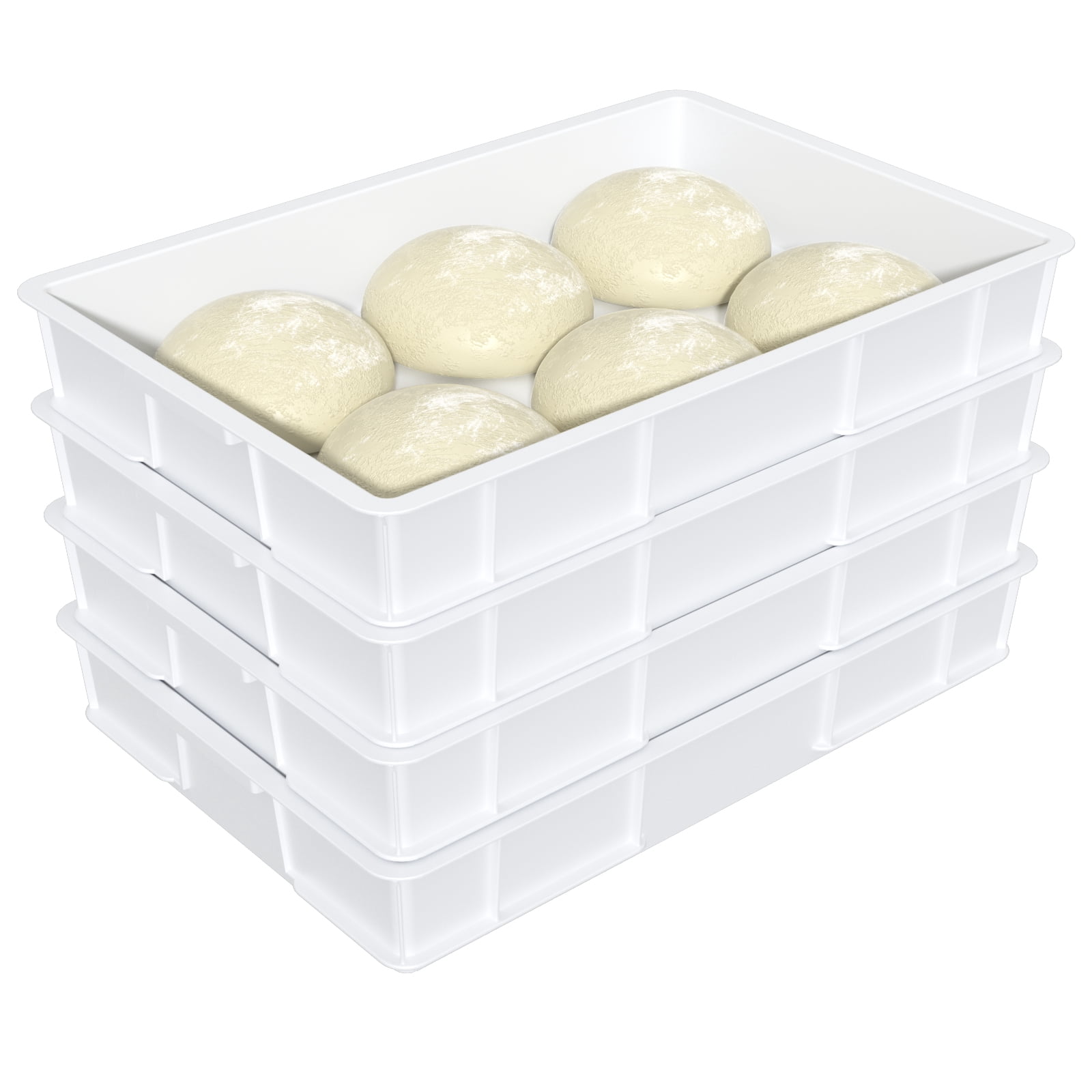 Qqbine 4 Packs Plastic Commercial Pizza Dough Proofing Box, Stackable ...