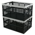 thumbnail image 1 of Qqbine 42 Liter Large Stackable Plastic Crate, Collapsible Storage Crate, 2 Packs, 1 of 7