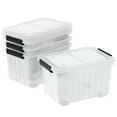 thumbnail image 1 of Qqbine 50 Quart Large Plastic Latching Box, Clear Storage Bin with Wheels, Stackable, 4 Packs, 1 of 7