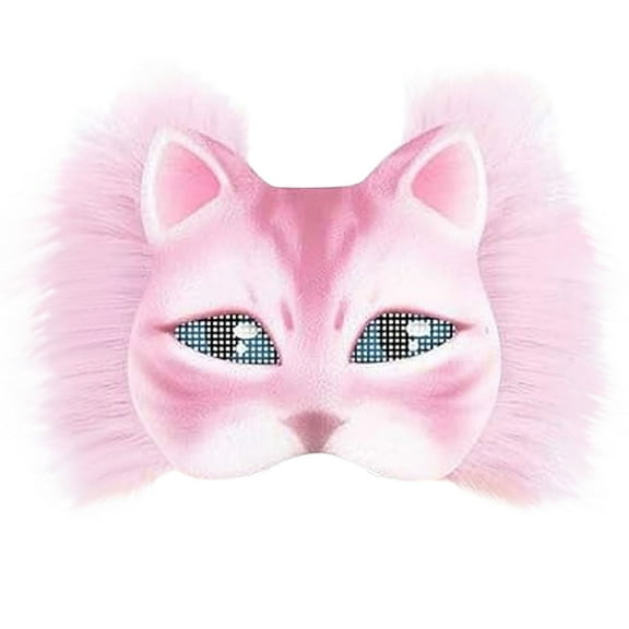 Qqyida DIY Cat Face Mask Craft Kit, Blank Faux Fabric Mask Set, Plastic Mesh Included, for Holiday Costume Party Decoration, Customizable Feline Project, D