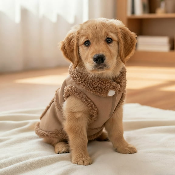 Qqyida Thick and Warm Winter Dog Clothes, Plush Suede Fleece Puppy Coat, Cold Weather Pet Apparel, Polyester Fabric Dog Sweater with Button Closure, for Small Medium Dogs in Fall and Winter