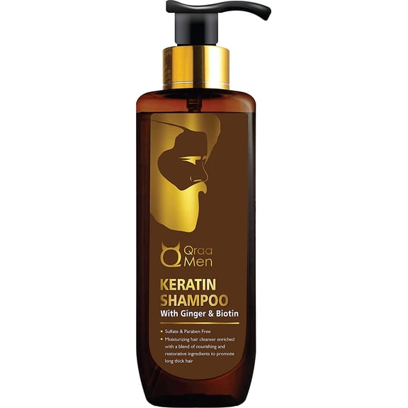 Qraa Men Keratin Shampoo with Ginger and Biotin for Thick Hair - 200 ml