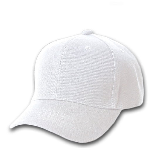 Qraftsy Plain Polyester Unisex Baseball Cap - Blank Hat with Solid Color (White)