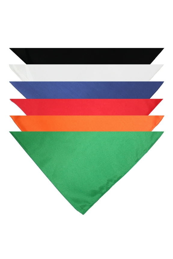 Triangle Solid Cotton Bandanas - 10 Pack - Kerchiefs and Head Scarf (Mix)