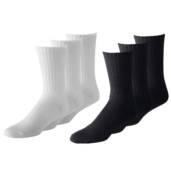 Qraftsy Unisex Crew Athletic Sports Cotton Socks 15 Pack (10-13, Black and White)