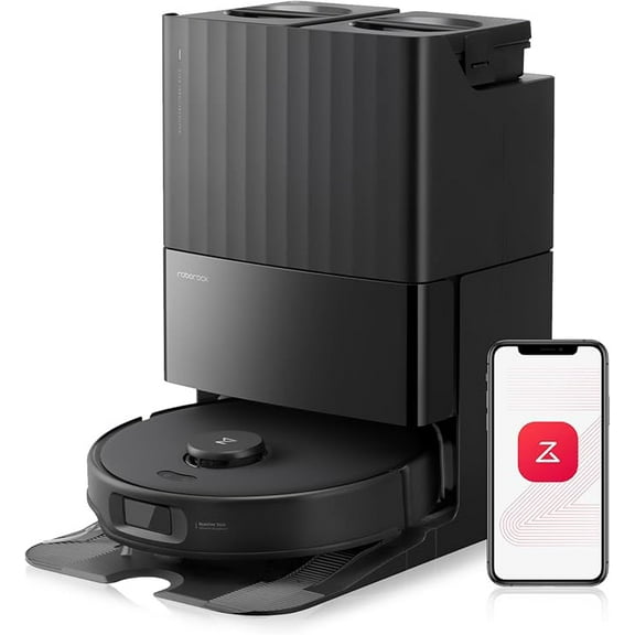 Qrevo Edge S5A Robot Vacuum and Mop, 18,500Pa, Zero-Tangling, DuoDivide Main Brush, FlexiArm Side Brush, Hot Water Mop Washing & Self-Cleaning, Warm Air Drying, Self-Emptying, Black