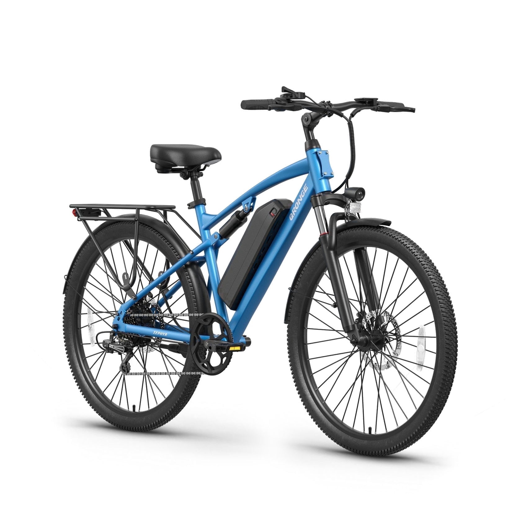 Qronge 26" Electric Bikes for Adults 28 mph 1000W Peak Full Suspension E-Mountain Bikes 70Miles Max Range, 36V 13.5AH Battery, 7 Speed, UL2849 by SGS