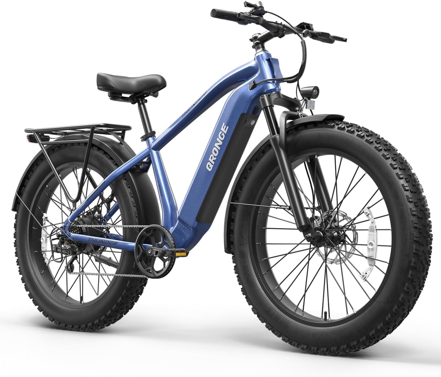 Walmart Black Friday Deals 2025 - Qronge Thunder Electric Bicyles,1800W Electric Mountain Bike,26" Fat Tire Hunting Bikes,48V 15Ah Ebike for Adults,7 Speed 28MPH Off-Road E Bicycle,Blue UL2849