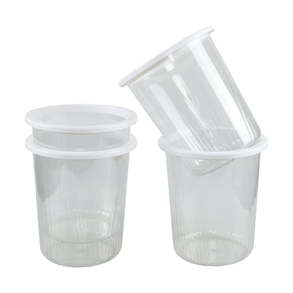 Qskely 2.6 Gallon Clear Acrylic Trash Can, Set of 4 Round Plastic Small Trash Can for Bathroom, Kitchen, Office