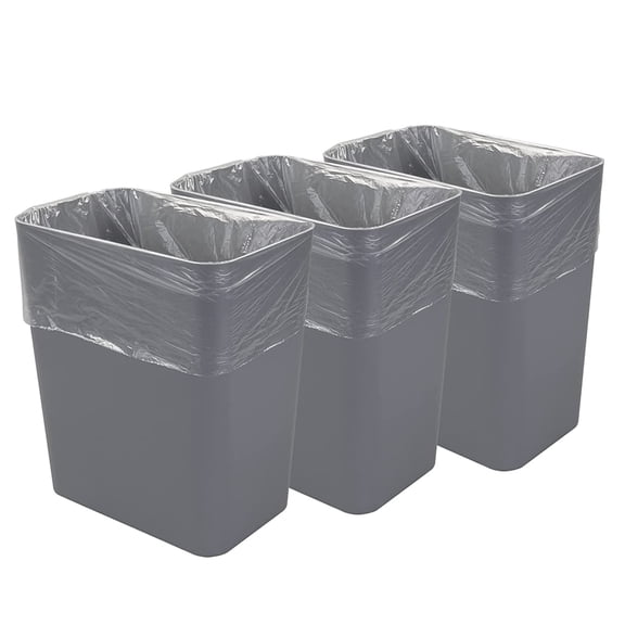 Qskely 3-Pack 4.5 Gallon Plastic Trash Can, Garbage Can, Gray