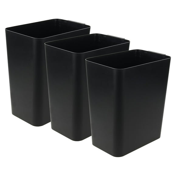 Qskely 4.5 Gallon Plastic Kitchen Trash Can, Office Garbage Can, Black, 3-Pack
