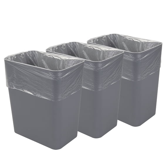 Qskely 4.5 Gallon Plastic Trash Can, Garbage Can, 3 Pack, Gray