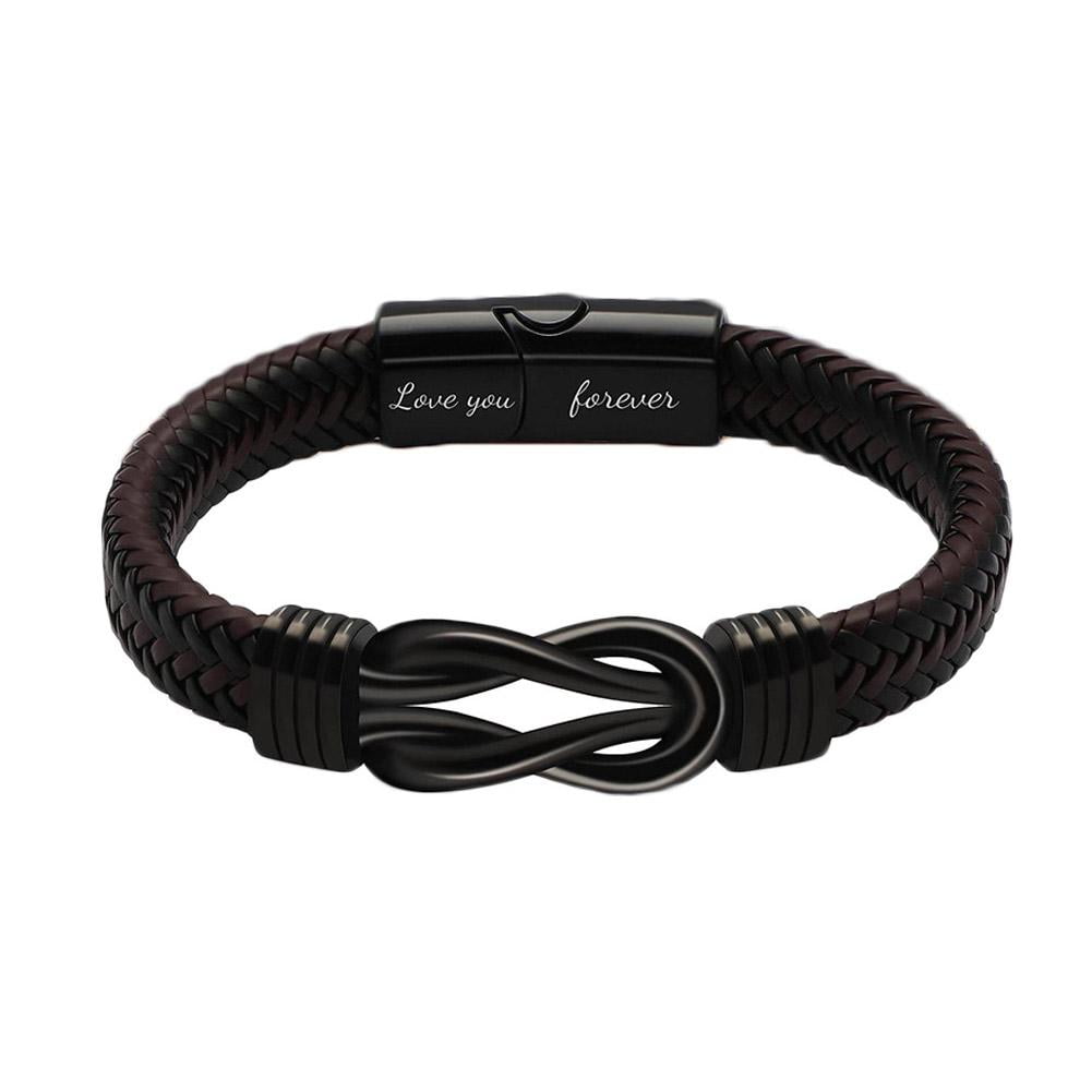 Juozyve Lederarmband Herren Schwarz - Elegantes Armband Für Männer Als Geschenk