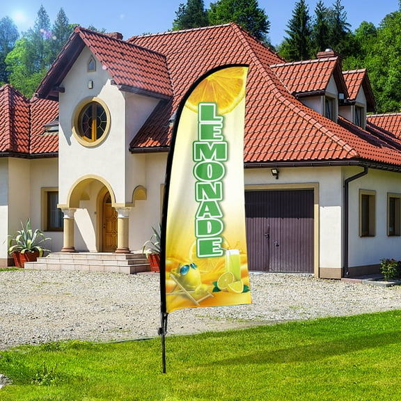 Qsum 7 ft Lemonade Advertising Feather Outdoor Flags and Banners, Weatherproof
