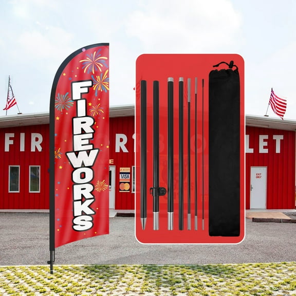 Qsum 8.2' x 1.4' Polyester Advertising Sign Feather Outdoor Flag