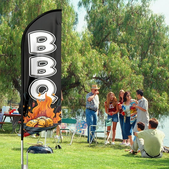Qsum 8ft Polyester BBQ Sign Feather Outoor Flag