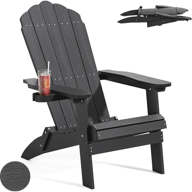 Qsun Outdoor Folding Adirondack Chair, Weather Resistant Patio Chair