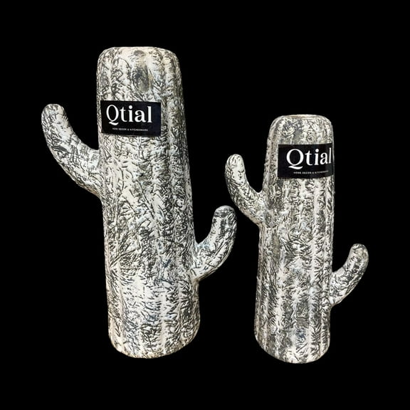 Qtial Cactus 9" Plant Pot Ceramic, Large and Small Set of 2 PCS