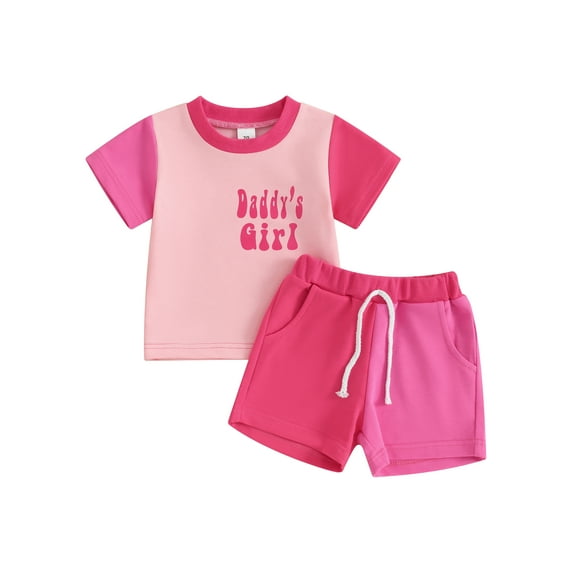 Qtinghua 2Pcs Infant Toddler Baby Boy Girl Summer Outfits Short Sleeve Contrast Color Tops and Shorts Clothes