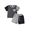 thumbnail image 1 of Qtinghua 2Pcs Infant Toddler Baby Boy Girl Summer Outfits Short Sleeve Contrast Color Tops and Shorts Clothes, 1 of 9