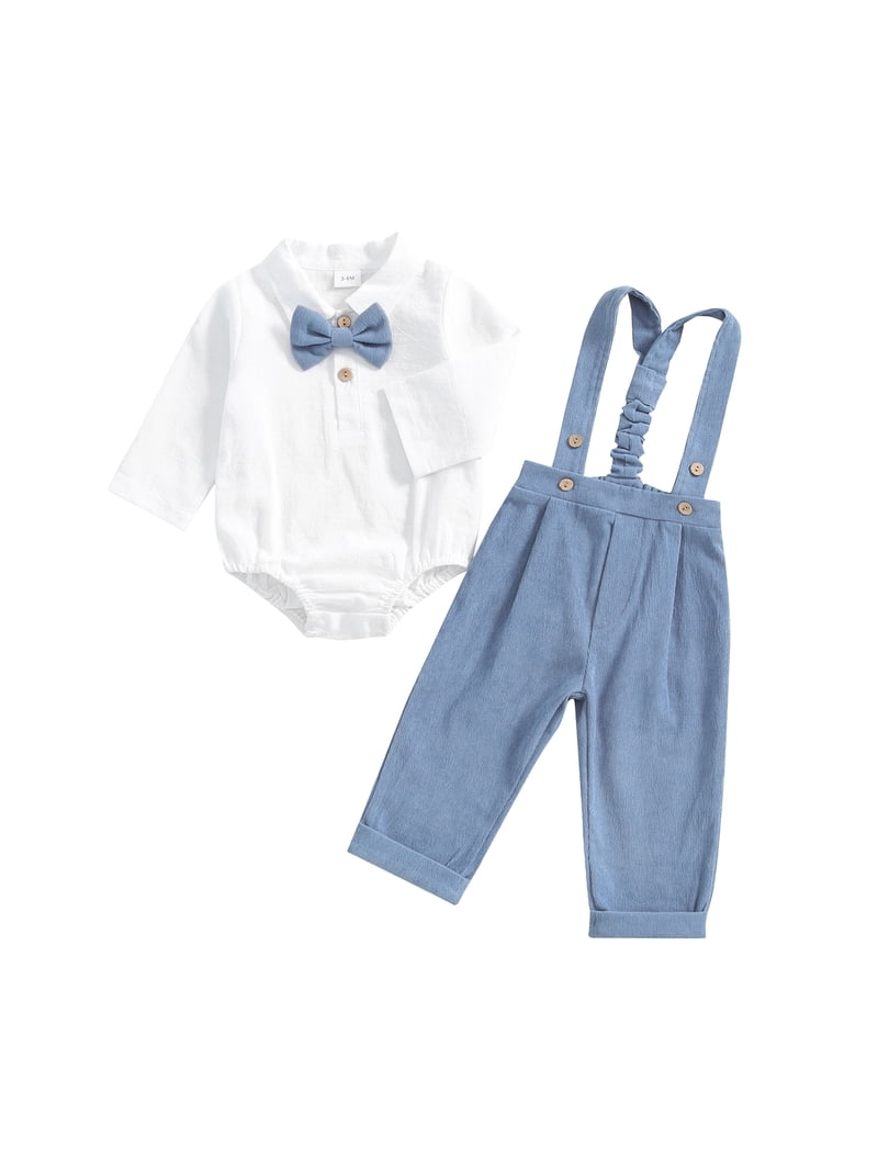 Qtinghua 2Pcs Newborn Baby Boy Fall Gentleman Outfit Romper Dress