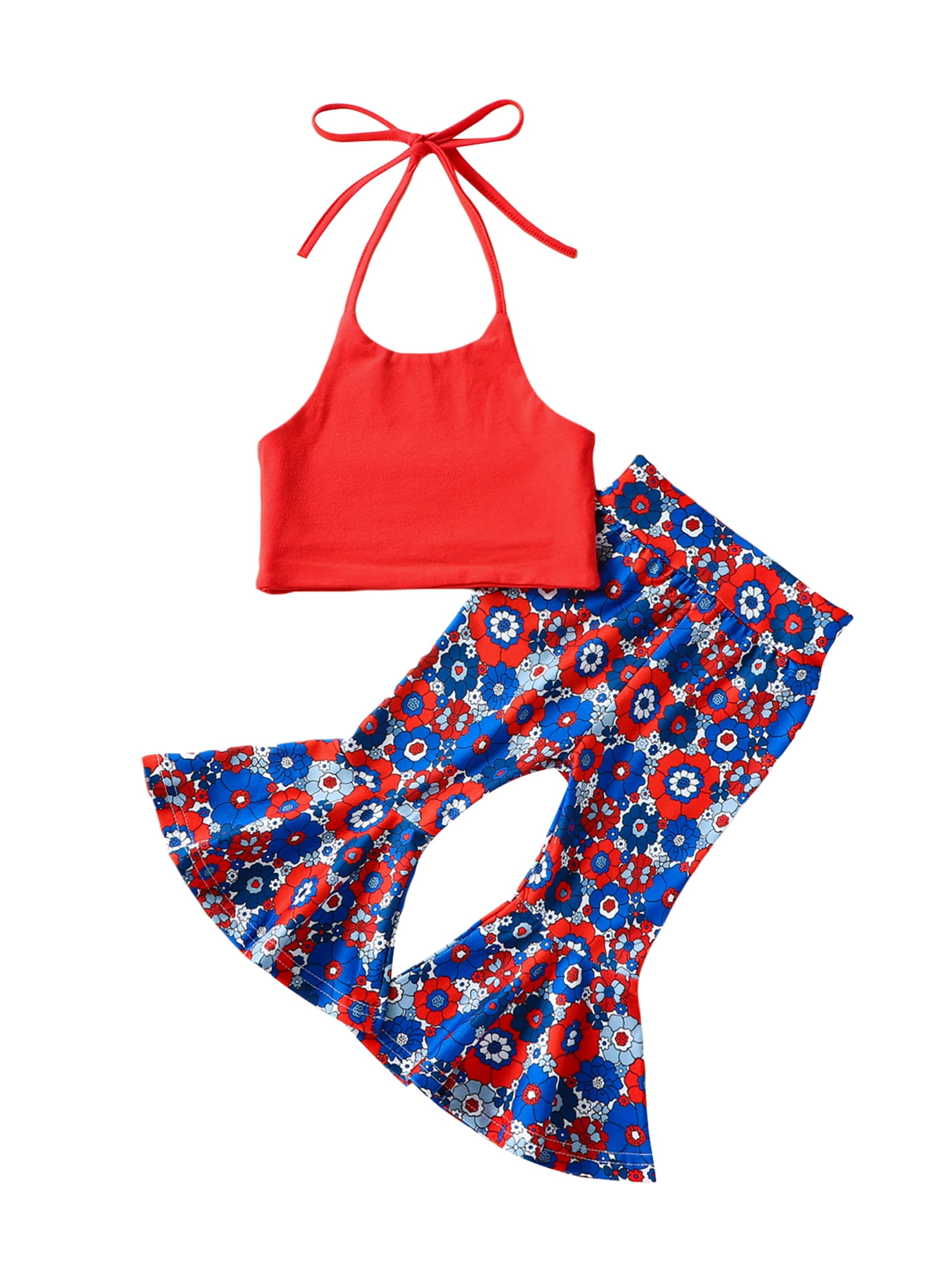 Qtinghua 4th of July Baby Girl Clothes USA Sleeveless Spaghetti Strap