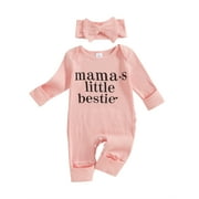 Qtinghua Baby Girl Clothes Newborn Little Sister/Hello World Outfit Long Sleeve Romper Jumpsuit Preemie Baby Girl Clothes