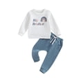 thumbnail image 1 of Qtinghua Brother Matching Clothes Toddler Baby Boy Letter & Rainbow Print Long Sleeve Pullover Elastic Waist Pants 2Pcs Outfits Big Brother 4-5 Years, 1 of 8