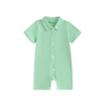 thumbnail image 1 of Qtinghua Infant Baby Boy Button Down Shirt Romper Solid Color Short Sleeve Lapel Bodysuit Summer Clothes, 1 of 9