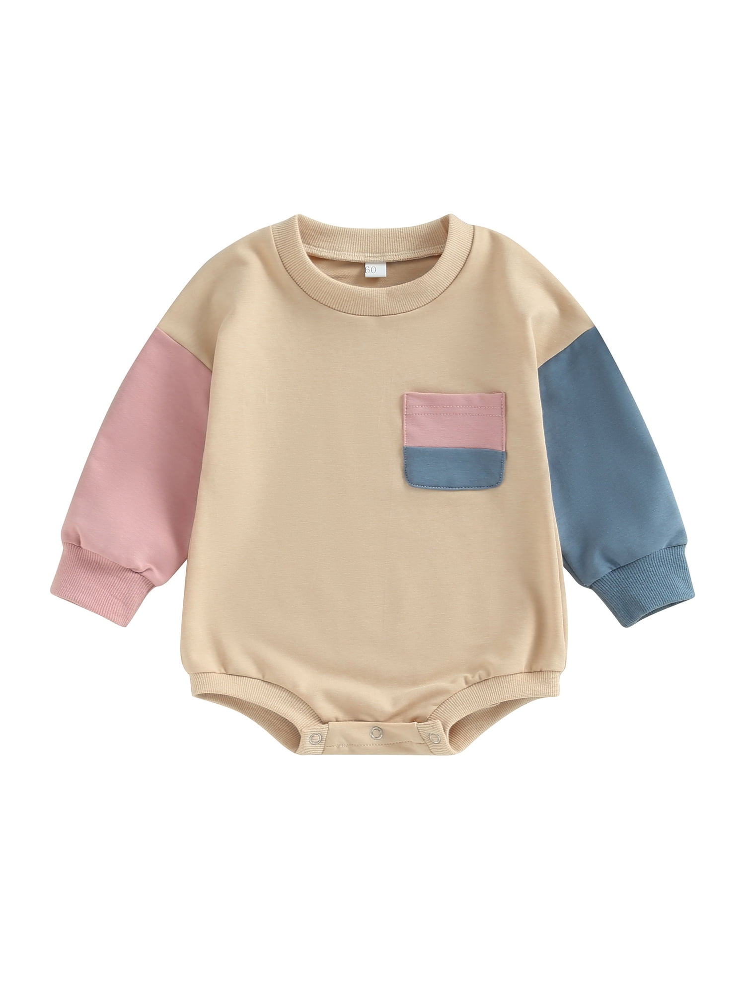 Qtinghua Infant Baby Boy Girl Sweatshirt Romper Color Block Bubble