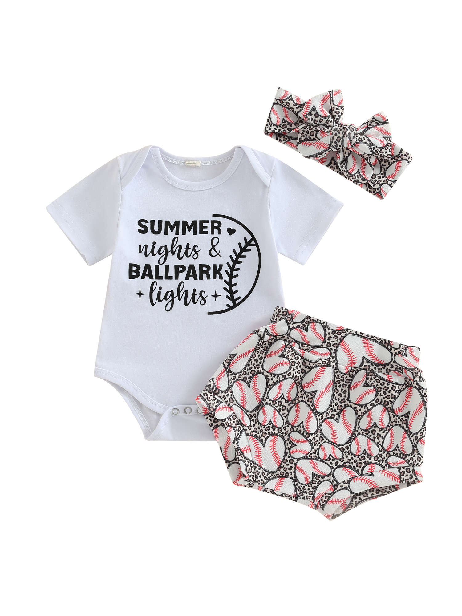 Qtinghua Infant Baby Girl Baseball Outfits Letter Print Short Sleeve
