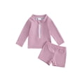 thumbnail image 1 of Qtinghua Infant Toddler Baby Boy Girl Swimwear Front Zipper Long Sleeve Tops + Swim Shorts Swimsuit Beach Wear, 1 of 9