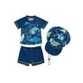thumbnail image 1 of Qtinghua Infant Toddler Baby Boys Rash Guard Swimsuit Short Sleeve Shark Dolphin Print Top with Shorts Hat Summer Swimwear Blue 2-3 Years, 1 of 9