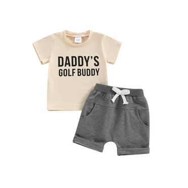 Qtinghua Infant Toddler Baby Boys Summer Clothes 0 6 12 18 24 Months 2T 3T Short Sleeve Letter Print Tops and Drawstring Shorts Sets