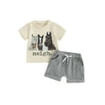 thumbnail image 1 of Qtinghua Infant Toddler Baby Boys Summer Clothes Short Sleeve Horse Print Tops and Drawstring Shorts Set, 1 of 9