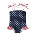 thumbnail image 1 of Qtinghua Infant Toddler Baby Girls 4th of July Swimsuit Star Print Striped Tie-Up Spaghetti Strap Bathing Suit Swimwear, 1 of 9