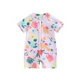 thumbnail image 1 of Qtinghua Infant Toddler Baby Girls Rash Guard Swimsuit Rompers Zipper Short Sleeve Floral Print Bathing Suit Swimwear, 1 of 9