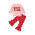 thumbnail image 1 of Qtinghua Infant Toddler Baby Girls Valentine’s Day Outfits Long Sleeve Sweatshirt+Long Pants Spring Clothes Pink 2-3 Years, 1 of 9