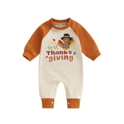 Qtinghua My First Thanksgiving Baby Boy Girl Outfit Newborn Little Turkey one-piece Romper Jumpsuit 1st Thanksgiving Clothes